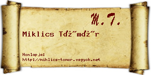 Miklics Tömör névjegykártya